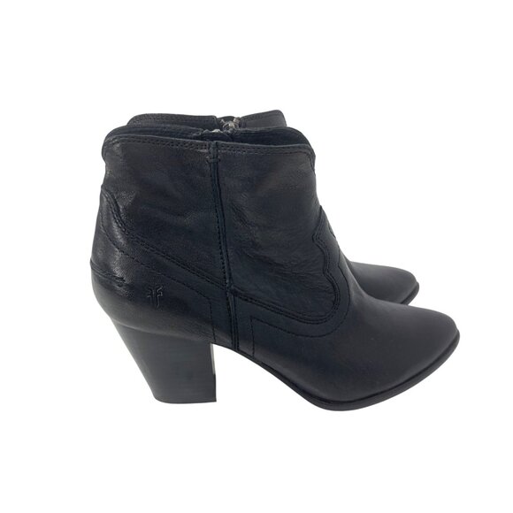 Frye Womens Black Leather Ankle Boots Size 8.5M Zipper Closure - Picture 10 of 13